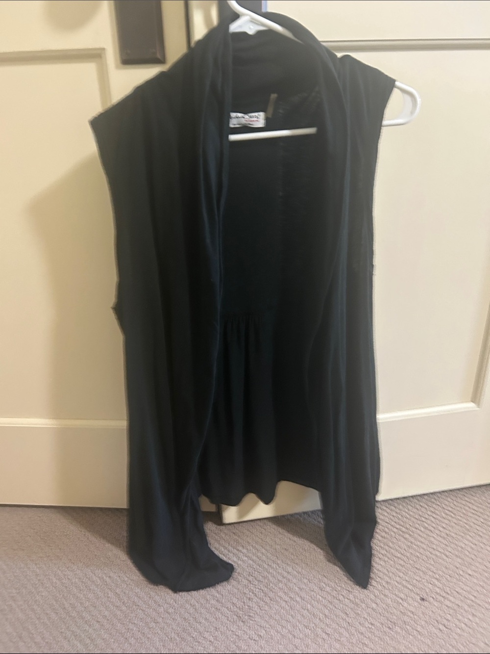 Michael Stars Black Sleeveless Draped Open-Front Tunic